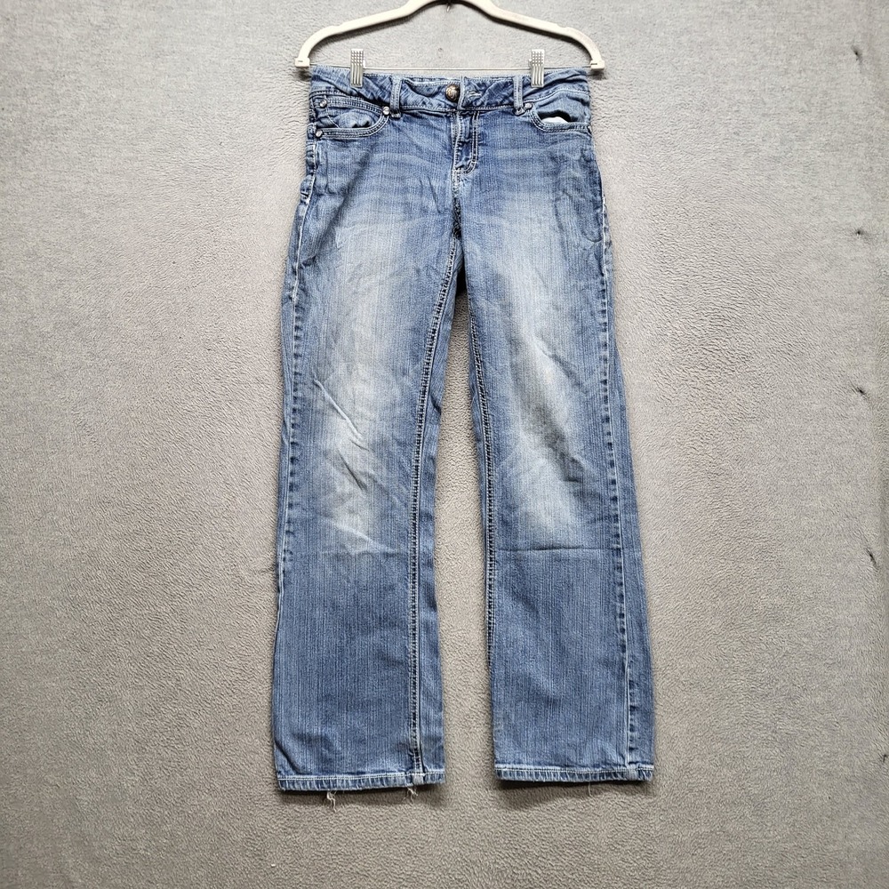 Wrangler Women Jeans Light Blue 7x32 Denim Logo Embroidery Studded READ
